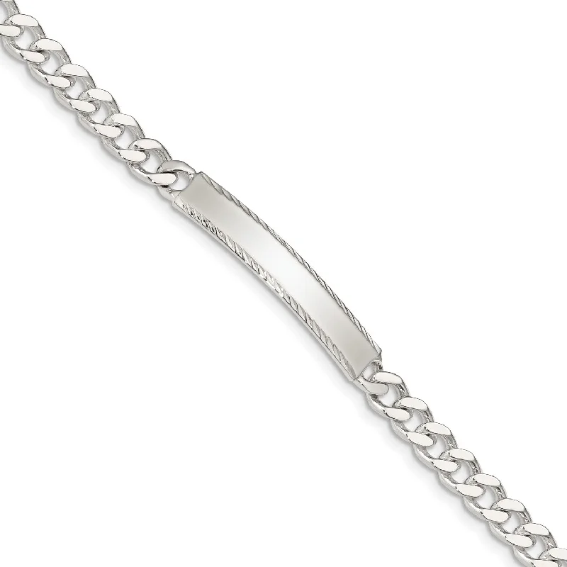 Sterling Silver 7-inch 5MM Diamond-cut Lobster Clasp Curb ID Bracelet