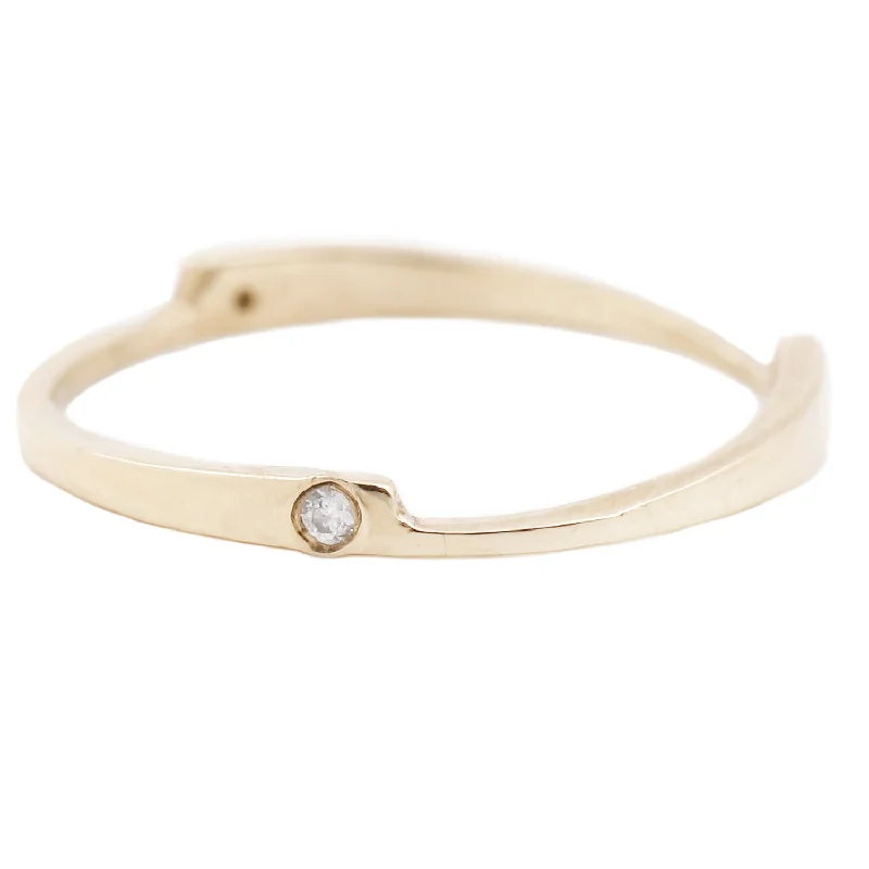 Yellow Gold Razor White Diamond Ring