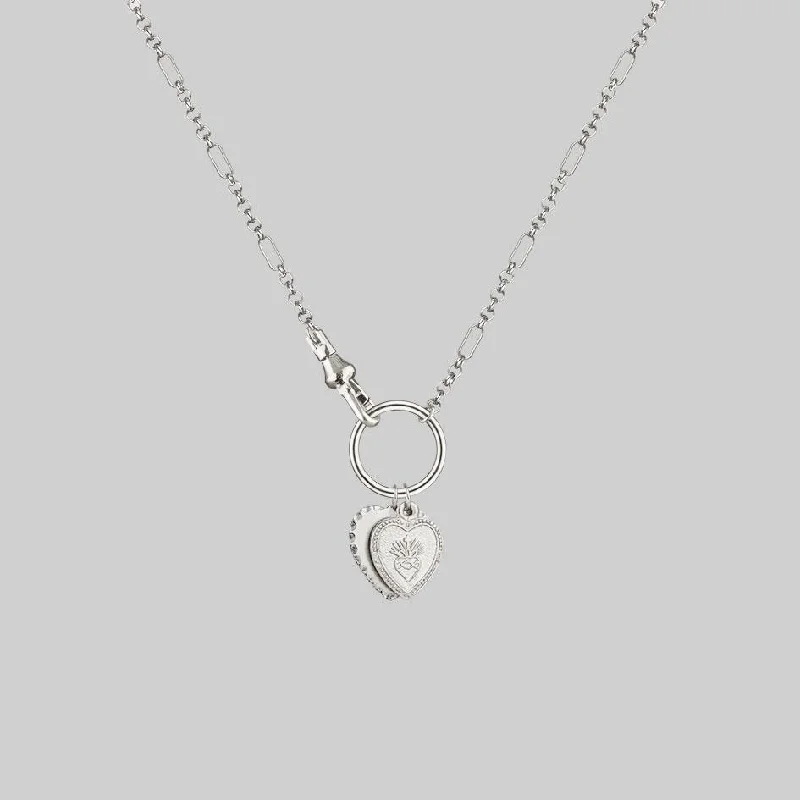 VALENTINA. Multi Heart Charm Clasp Necklace - Silver