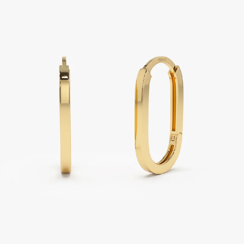 14k Gold Paperclip Hoop Earrings