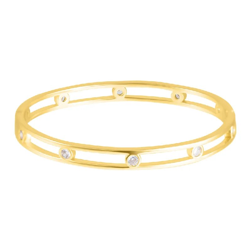 14k Gold Plated Studded CZ Bangle Bracelet