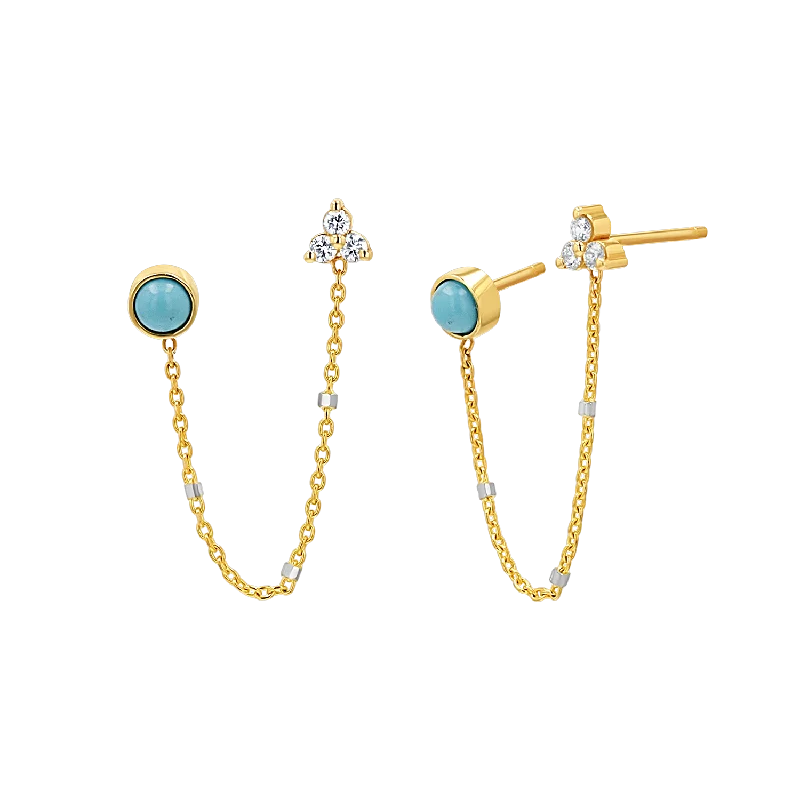 Turquoise & Diamond Duo Drop Earring