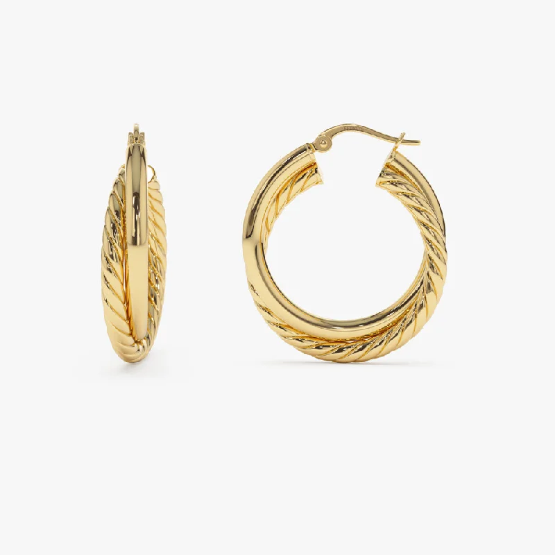 14k Intertwined Gold Hoop Earrings 30MM