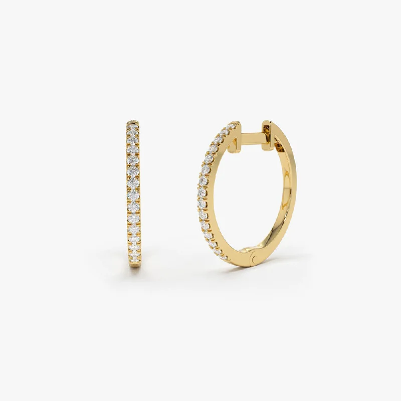 14k Medium Diamond Hoop Earrings