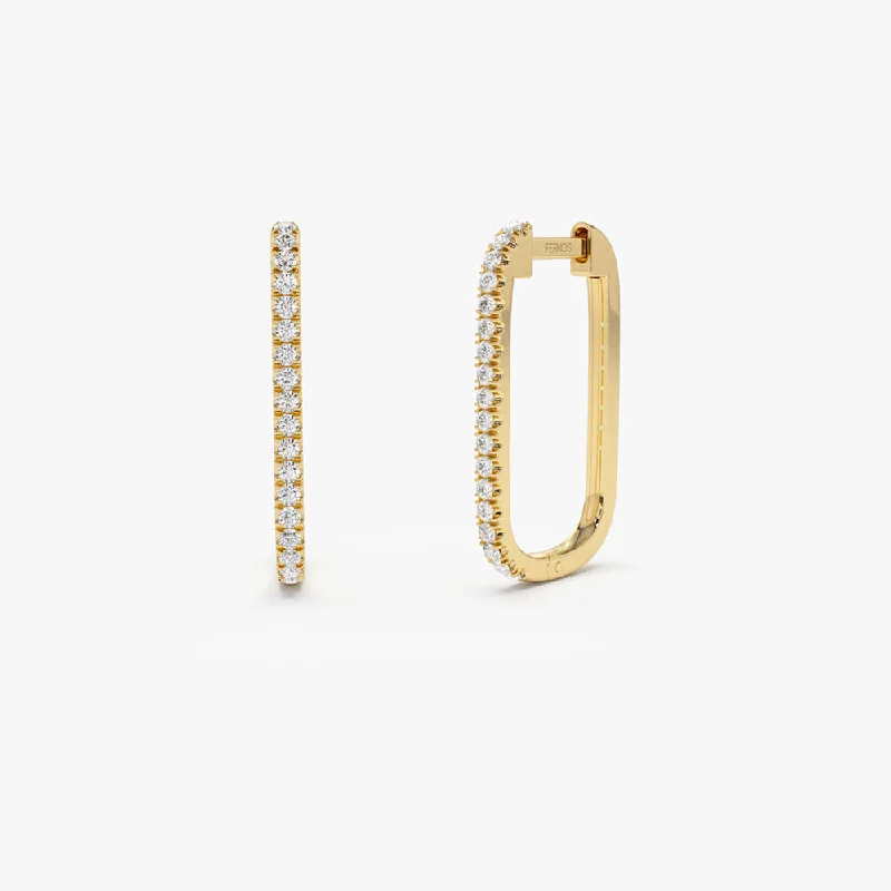 14k Paperclip Diamond Hoop Earrings