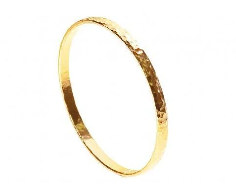 Gold Hammered Bangle - 14ct Rolled Gold