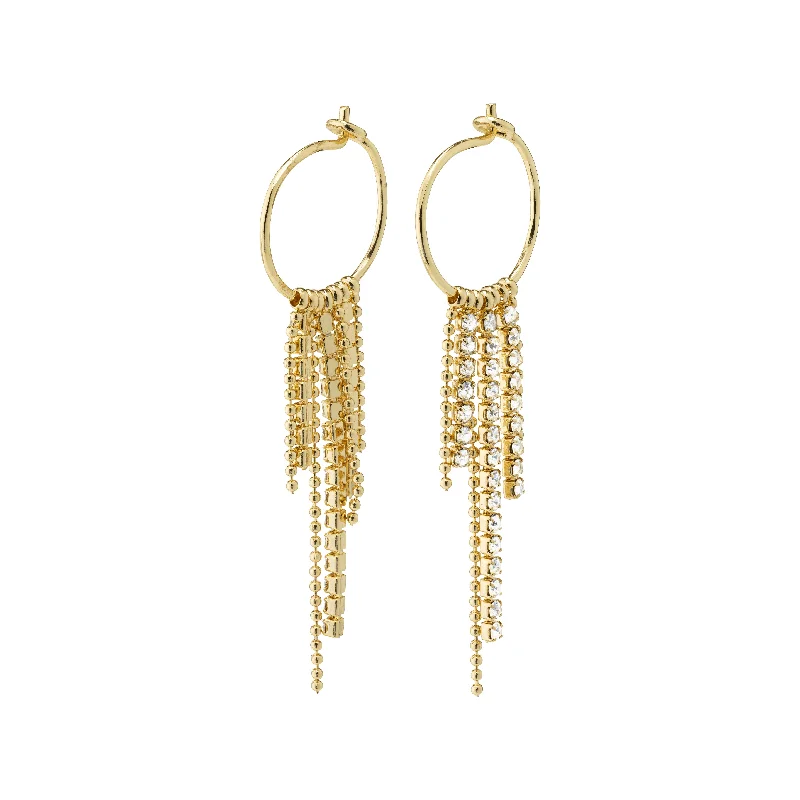 MAJA crystal waterfall hoop earrings gold-plated