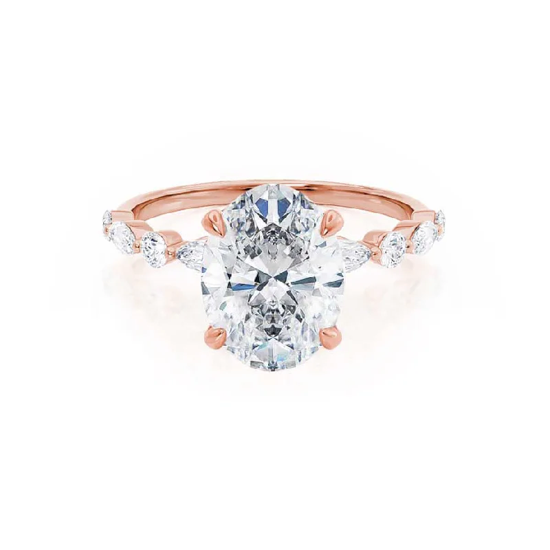 ALLURE - Oval Moissanite & Diamond 18k Rose Gold Scatter Ring