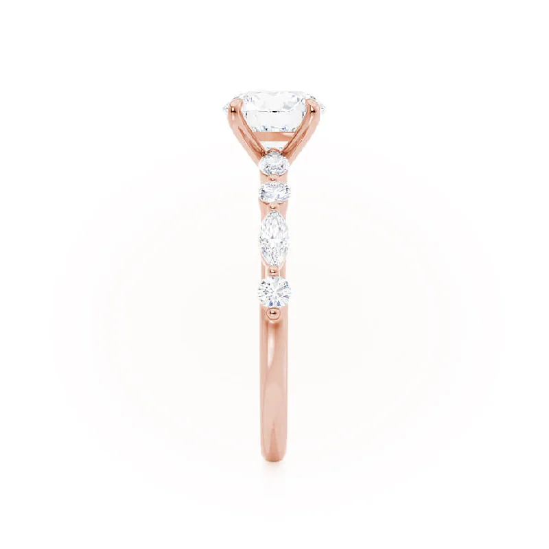 ALLURE - Oval Moissanite & Diamond 18k Rose Gold Scatter Ring