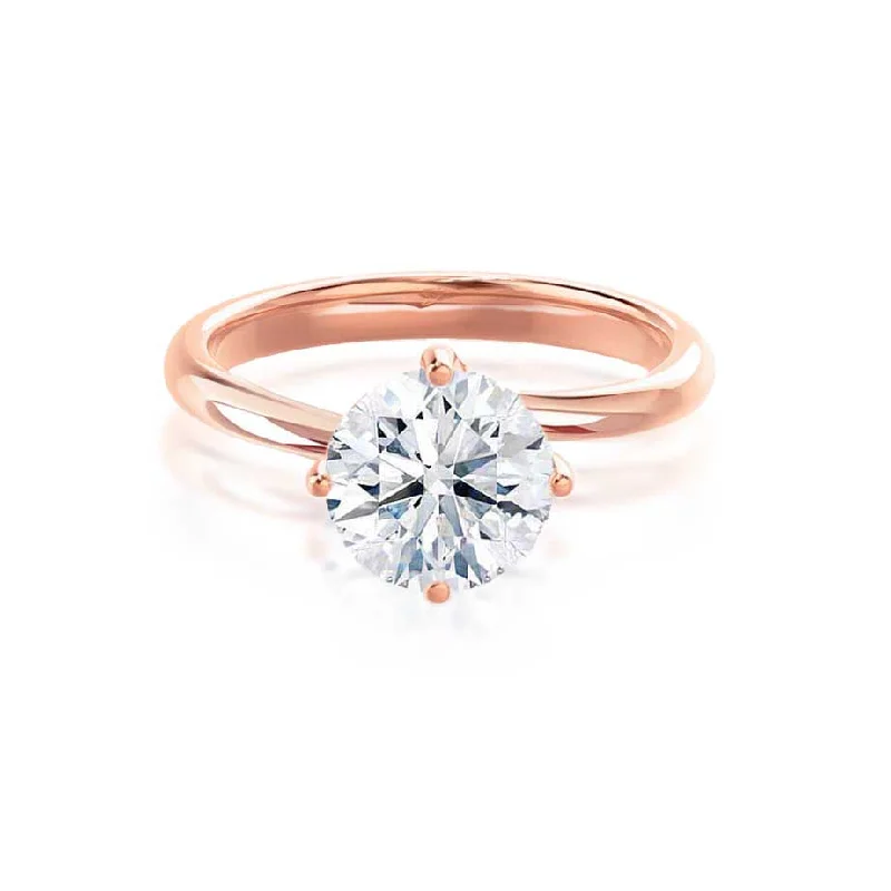 ANNORA - Round Moissanite 18k Rose Gold Twist Solitaire Ring