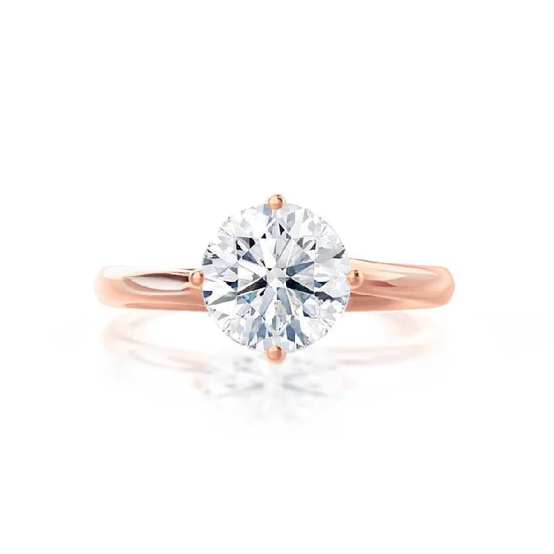 ANNORA - Round Moissanite 18k Rose Gold Twist Solitaire Ring