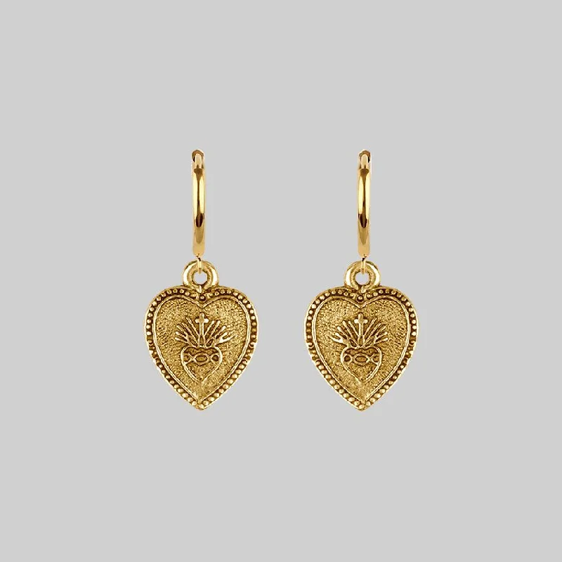 ARDOUR. Sacred Heart Hoop Earrings - Gold