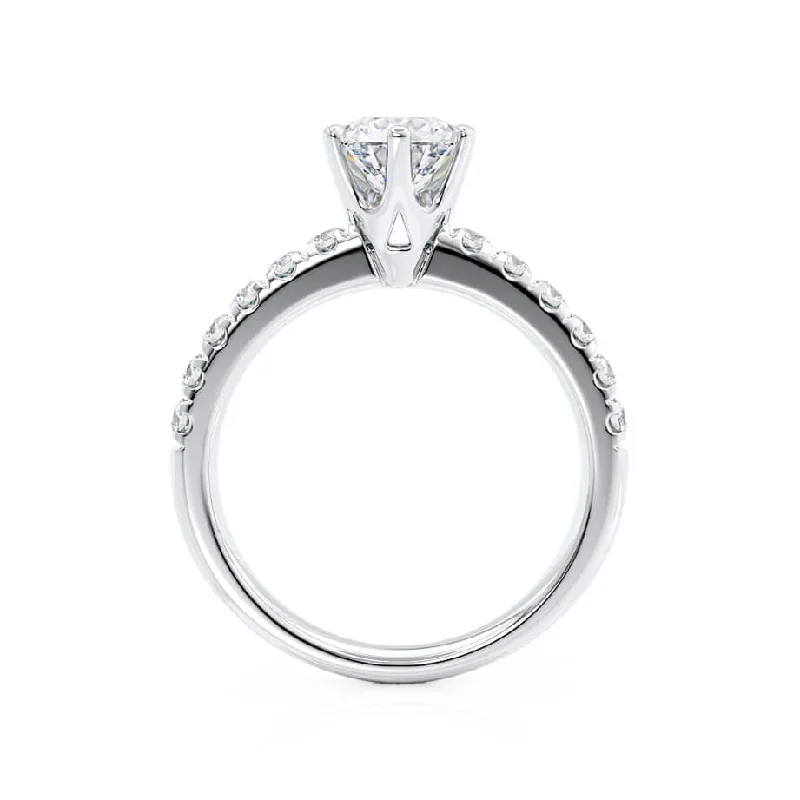 BELLE - Round Lab Diamond Platinum Shoulder Set Ring