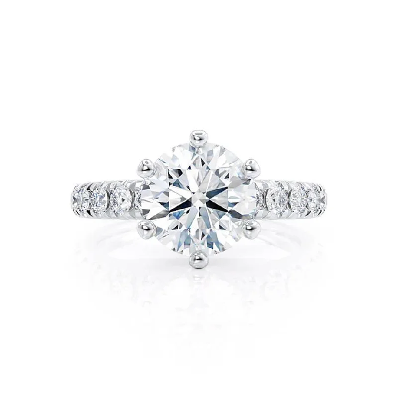 BELLE - Round Lab Diamond Platinum Shoulder Set Ring