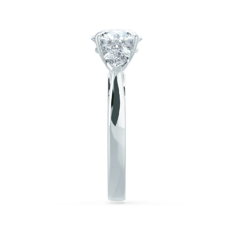 BLOSSOM - Round Lab Diamond & Pear Cut Diamond 950 Platinum Trilogy Ring