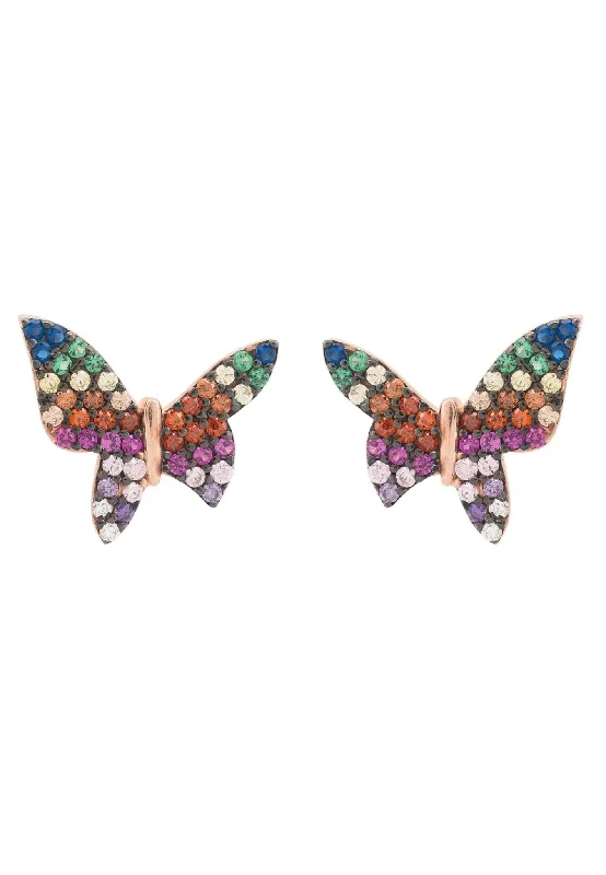 Butterfly Rainbow Earrings Rosegold