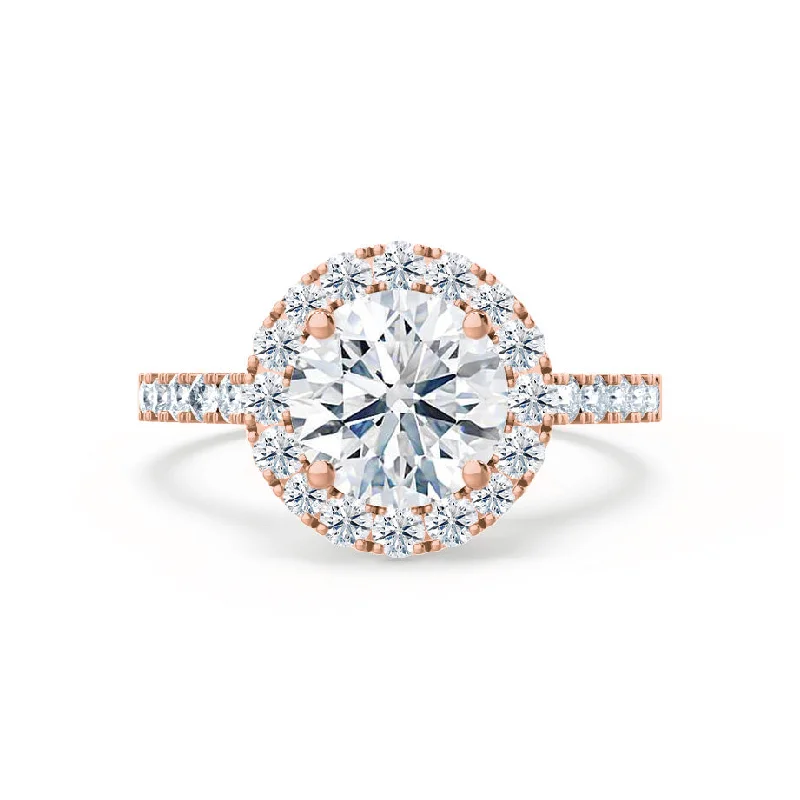 CECILY - Round Moissanite & Diamond 18k Rose Gold Halo