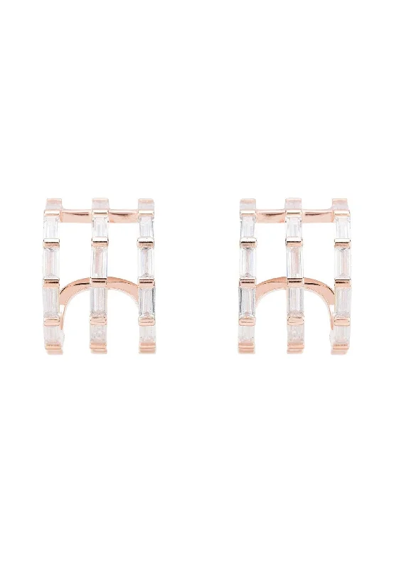 Chunky Triple Baguette Hoops Rosegold