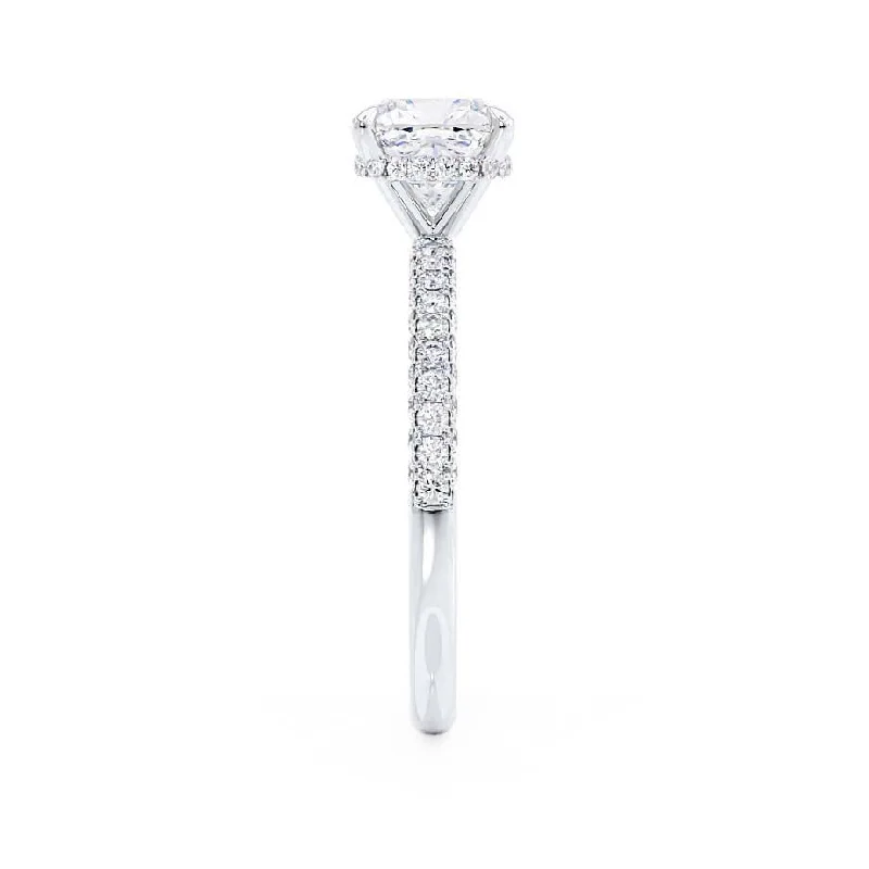 COCO - Cushion Cut Lab Diamond Platinum Petite Hidden Halo Triple Pavé