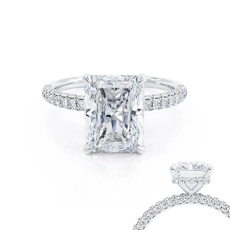 COCO - Radiant Lab Diamond Platinum Petite Triple Pavé Hidden Halo