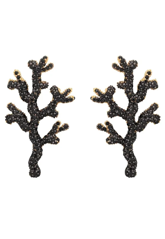 Coral Reef Earrings Black Cz