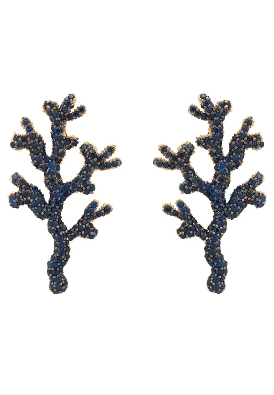 Coral Reef Earrings Blue Cz