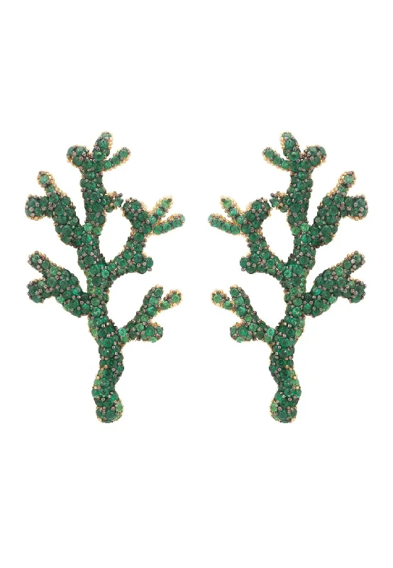 Coral Reef Earrings Green Cz