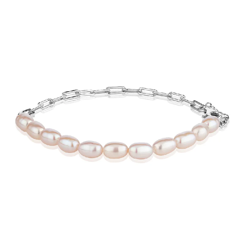 Cultured freshwater pearl bracelet in sterling silver