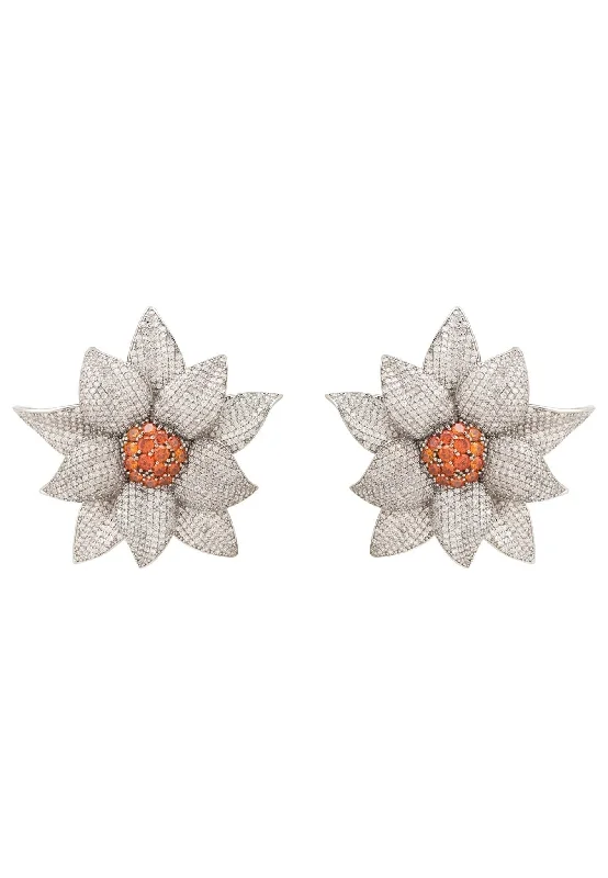 Daisy Flower Earrings Silver