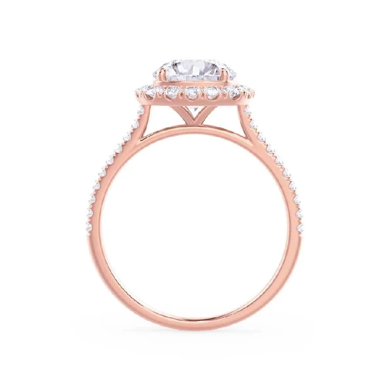 DARLEY - Moissanite Elongated Cushion Micro Pavé 18k Rose Gold Halo