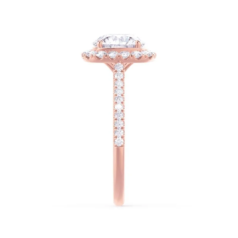 DARLEY - Moissanite Elongated Cushion Micro Pavé 18k Rose Gold Halo