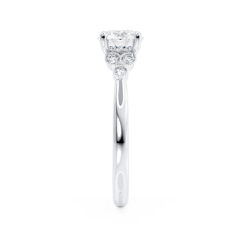 DELILAH - Round Lab Diamond Platinum Shoulder Set Ring