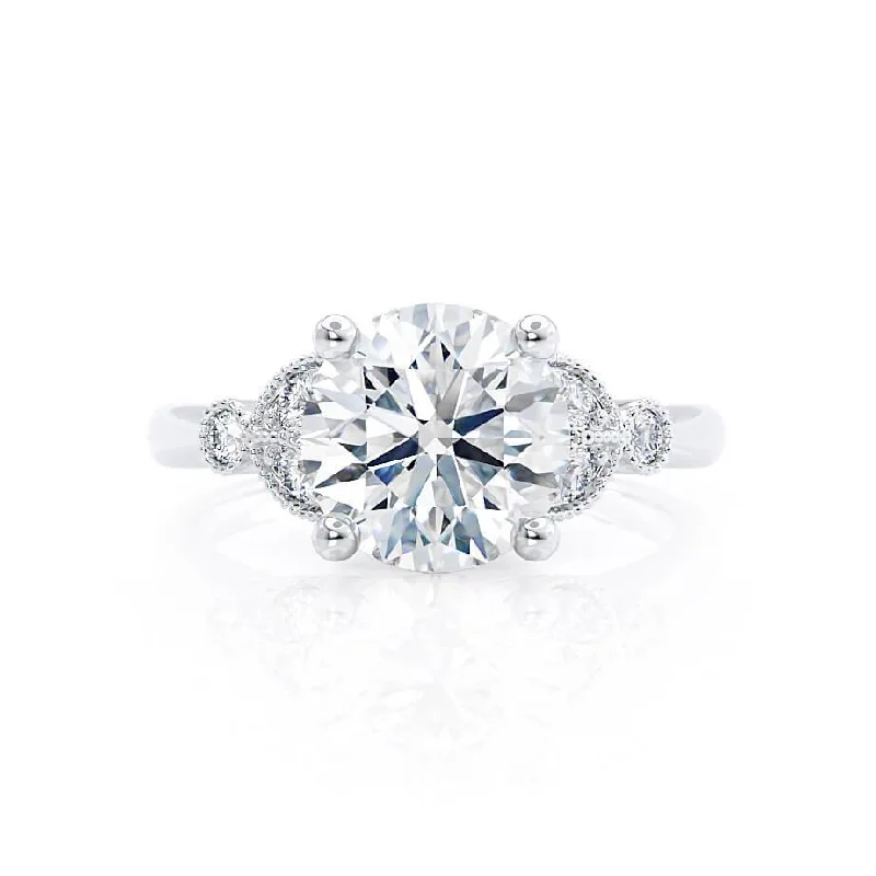 DELILAH - Round Lab Diamond Platinum Shoulder Set Ring