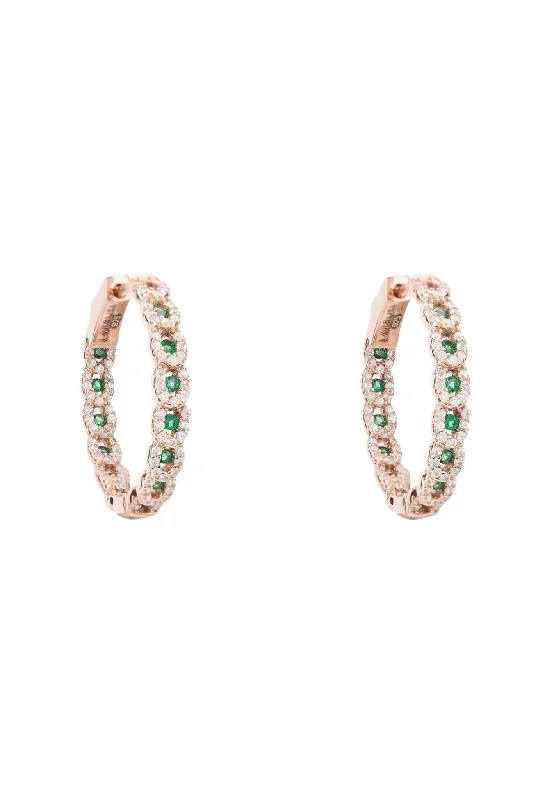 Duchess Hoop Earrings Rosegold Emerald Green