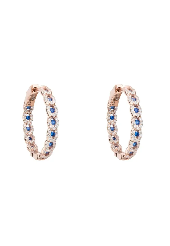 Duchess Hoop Earrings Rosegold Sapphire Blue