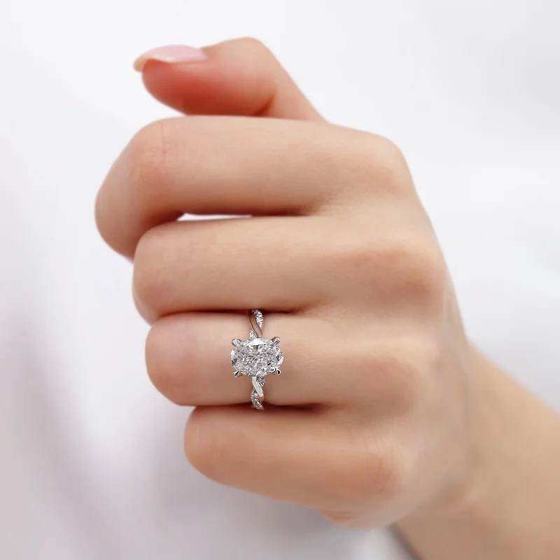 EDEN - Oval Lab Diamond Platinum Vine Solitaire