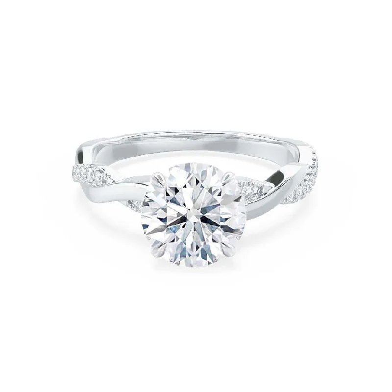 EDEN - Round Lab Diamond 950 Platinum Vine Solitaire Ring