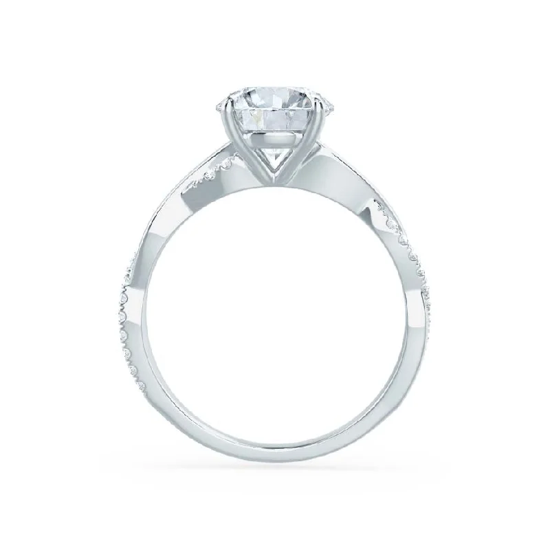 EDEN - Round Lab Diamond 950 Platinum Vine Solitaire Ring