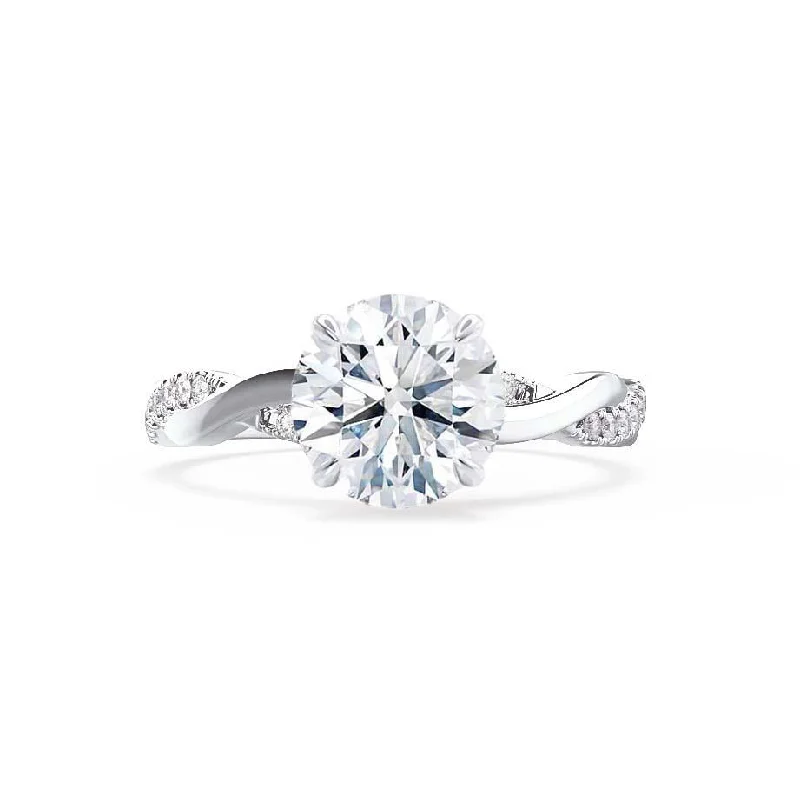 EDEN - Round Lab Diamond 950 Platinum Vine Solitaire Ring