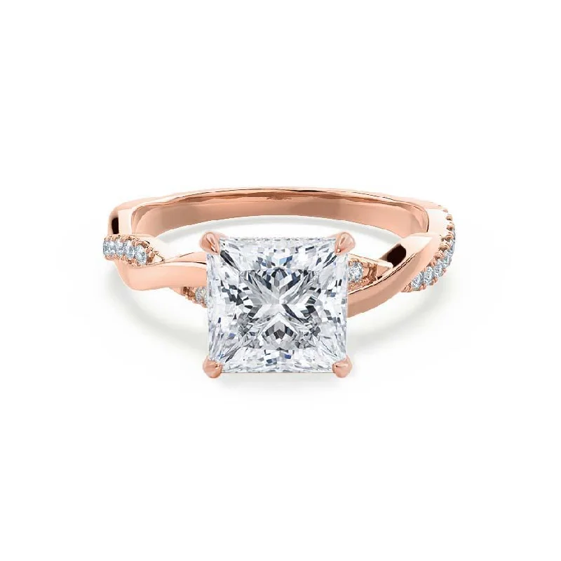 EDEN - Princess Moissanite & Diamond 18k Rose Gold Vine Solitaire