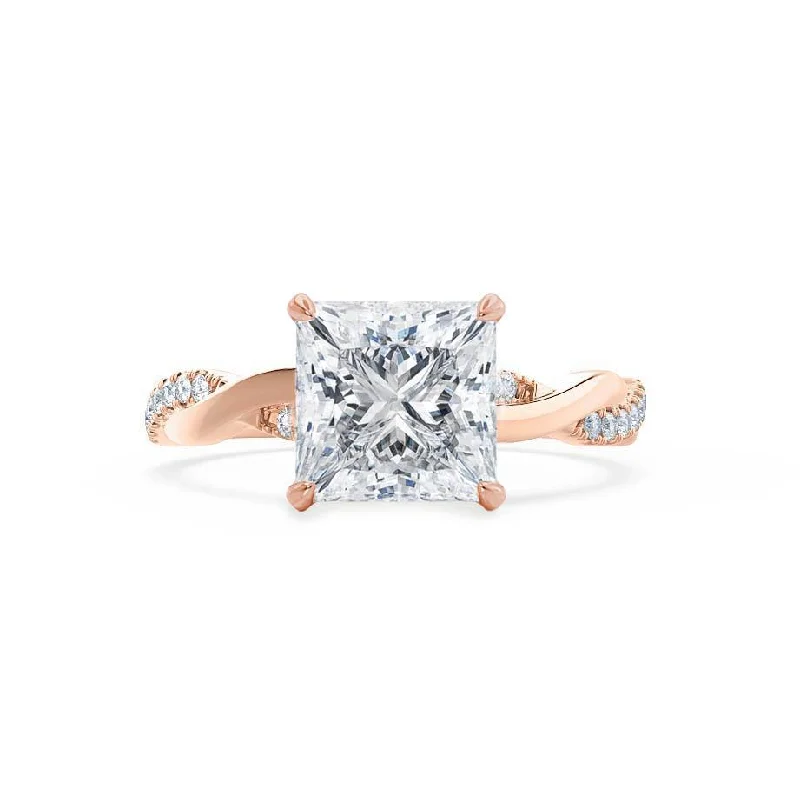 EDEN - Princess Moissanite & Diamond 18k Rose Gold Vine Solitaire