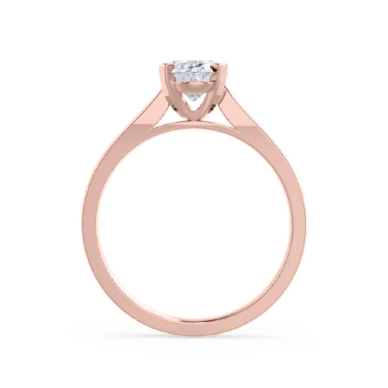 ELENA - Round Moissanite Solitaire 18k Rose Gold Cathedral Ring