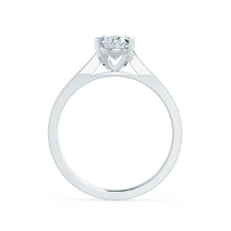 ELENA - Round Lab Diamond Solitaire 950 Platinum Cathedral Ring