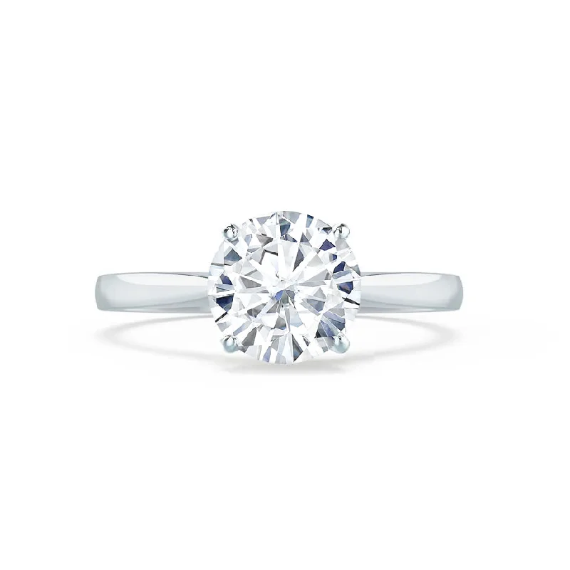 ELENA - Round Lab Diamond Solitaire 950 Platinum Cathedral Ring