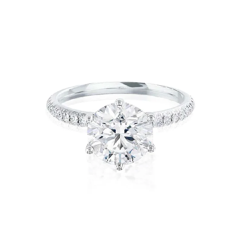 LILLIE LUXE - Round Lab Diamond & Diamond 950 Platinum Shoulder Set Ring