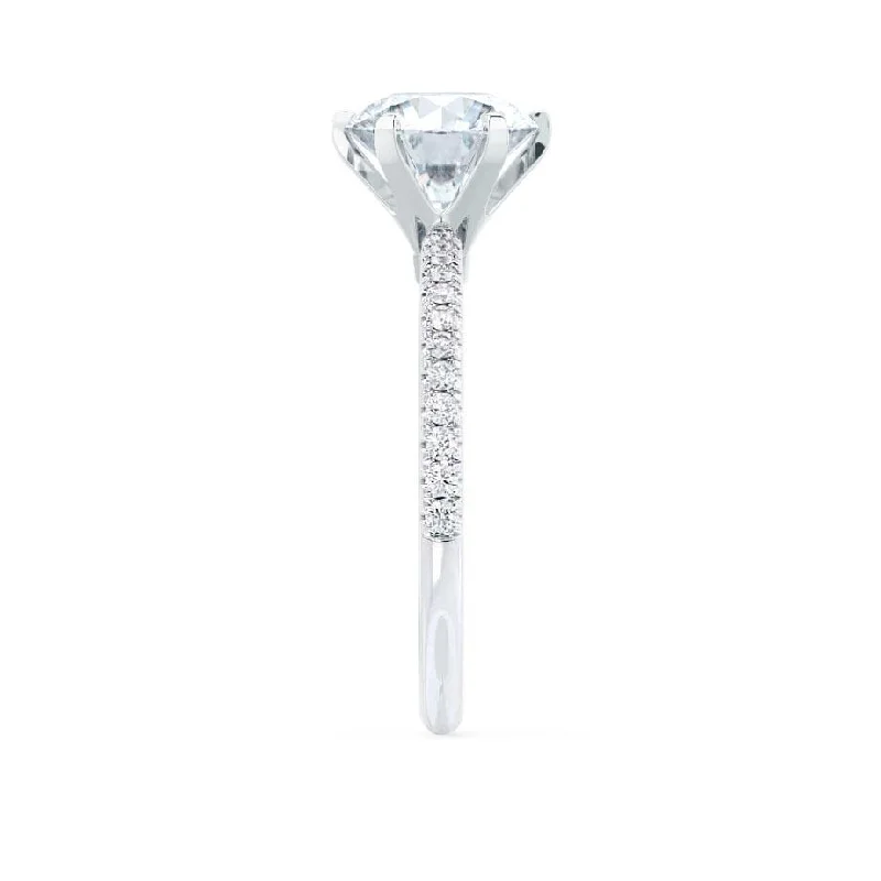 LILLIE LUXE - Round Lab Diamond & Diamond 950 Platinum Shoulder Set Ring