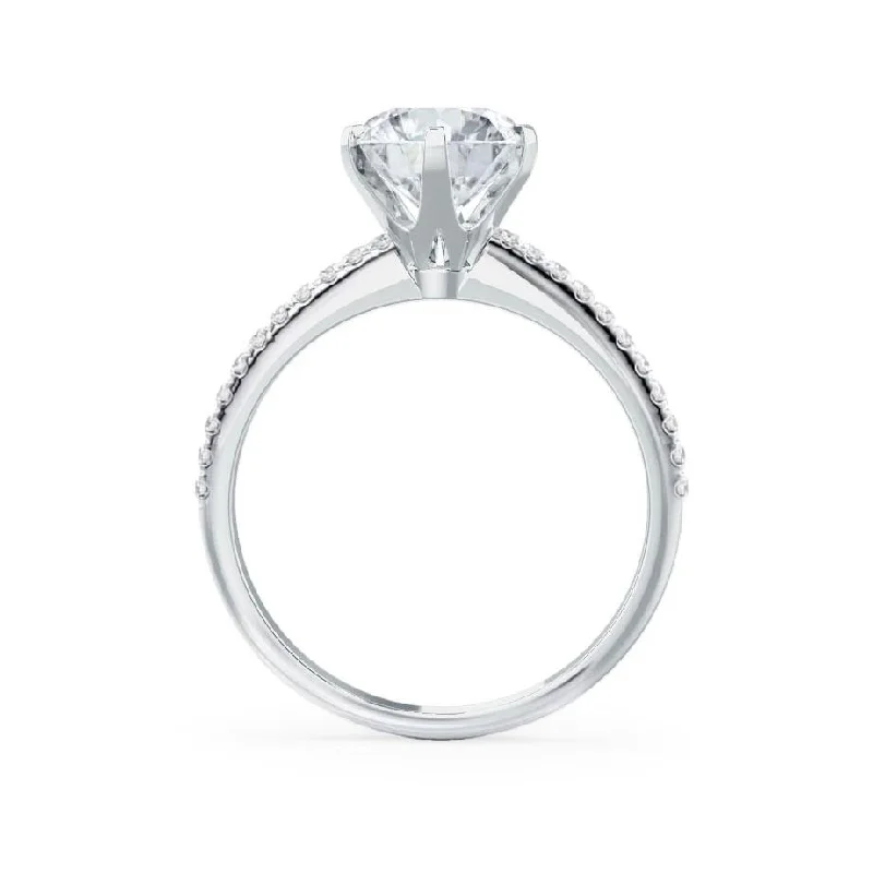 LILLIE LUXE - Round Lab Diamond & Diamond 950 Platinum Shoulder Set Ring