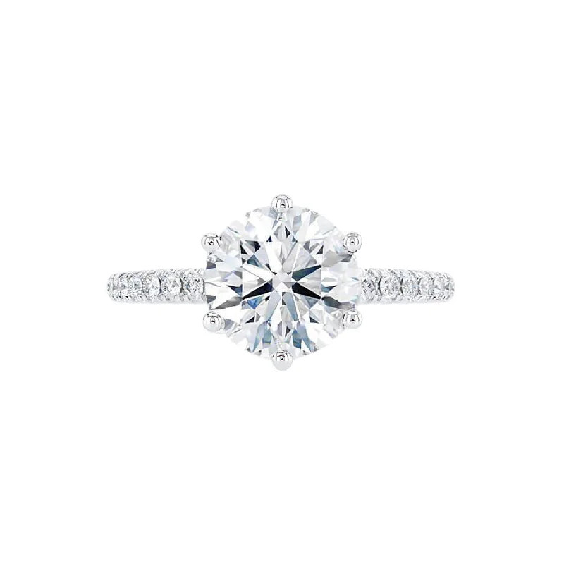 LILLIE LUXE - Round Lab Diamond & Diamond 950 Platinum Shoulder Set Ring