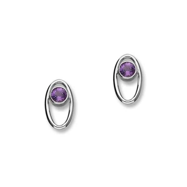 February Birthstone Silver Earrings CE352 Amethyst