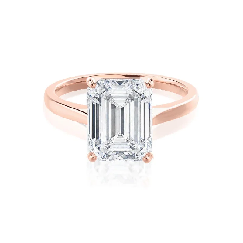 FLORENCE - Emerald Moissanite 18k Rose Gold Solitaire Ring